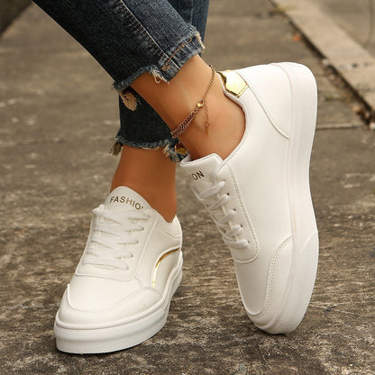 Lace-up Flats Shoes Fashion Round Toe Slip-on Thick Sole Casual Sneaker For Women