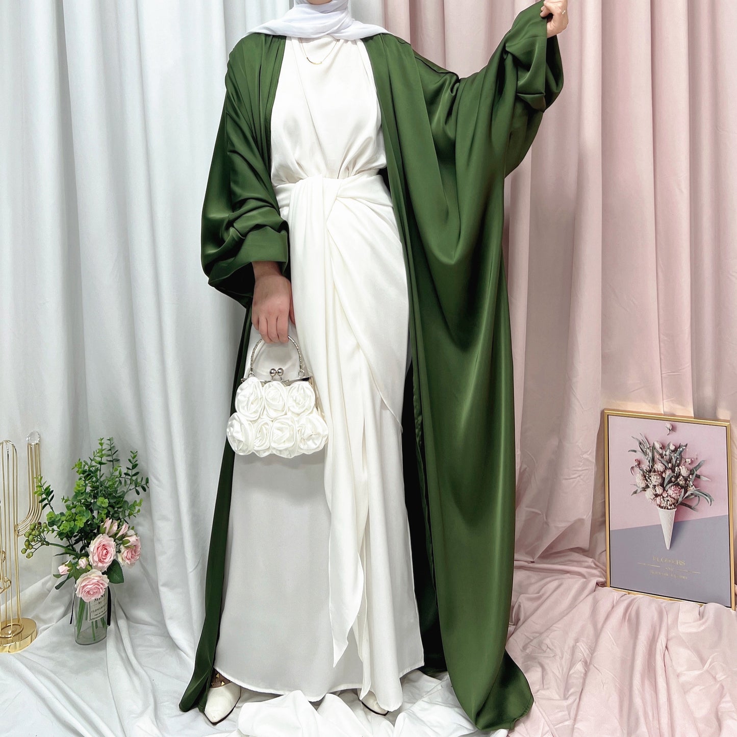 luxurious Puff Sleeve Middle-East  Abaya (Burkha,kaftans) For Women