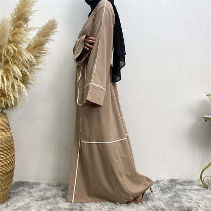 Elegant Middle-East Contrast Striped Abaya( Burkha,Kaftans) For Women