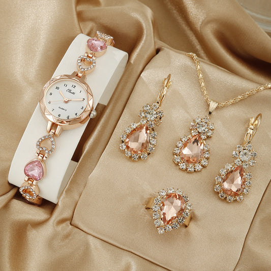 Women's Simple Quartz Watch With Jewelry Set