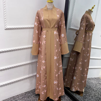 Elegant Floral Printed Middle-East Abaya (Burkha,kaftan) For Women