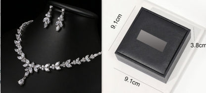 Elegant Crystal Alloy Necklace and earrings jewelry set