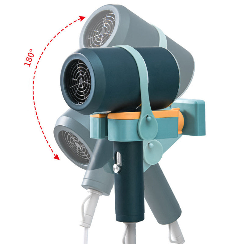 Hair Dryer Holder with Wall-mounted Punch-free Woundable Multifunctional Blower Holder Bathroom Essentials