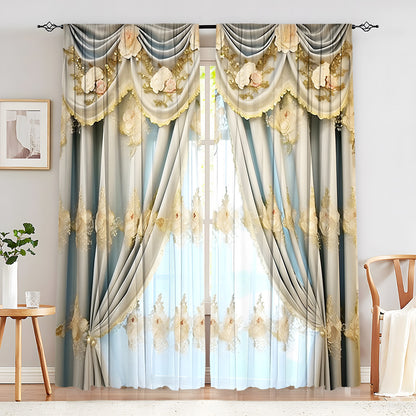 European Elegant & Luxury Creative Home Flower Character Black-Out Curtains