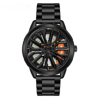 Men's 360° Rotating Alloy Wheel Series Wrist Watch