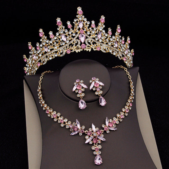 Royal Queen Bridal Jewelry Sets For Women Luxury Tiaras Crown