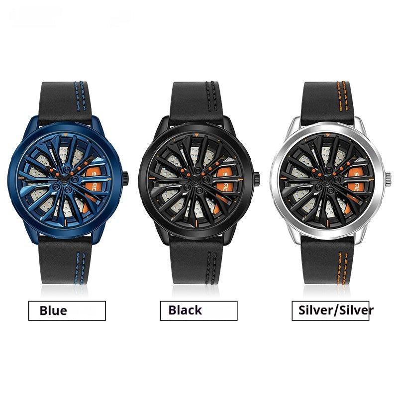 Men's 360° Rotating Alloy Wheel Series Wrist Watch