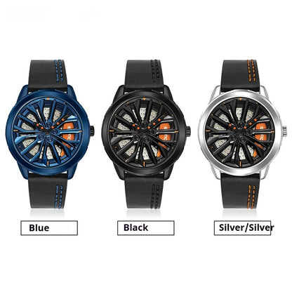Men's 360° Rotating Alloy Wheel Series Wrist Watch