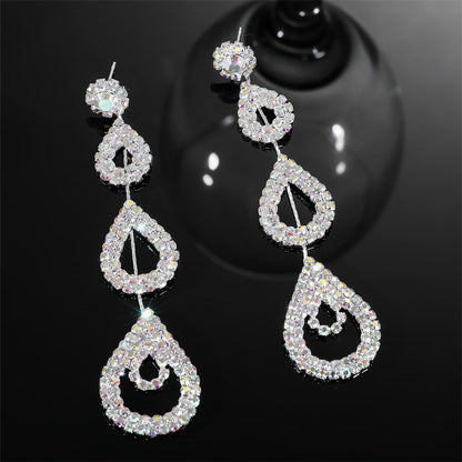 Elegant Rhinestone Long Earrings Niche For Women