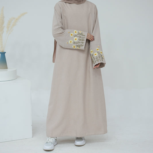 Modest Middle-East Flower Embroidery Abaya ( Burkha,Kaftans) For Women