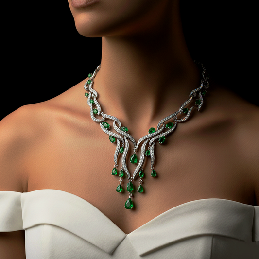 Elegant Crystal Pendant Zircon Jewelry Set Tassel