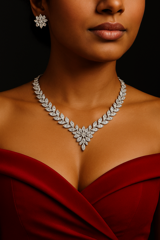 Elegant Zircon Bridal Jewelry Necklace And Earring Set