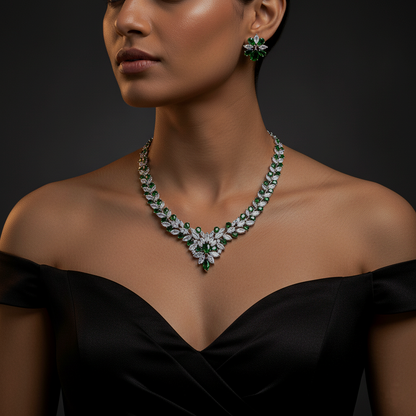 Elegant Zircon Bridal Jewelry Necklace And Earring Set