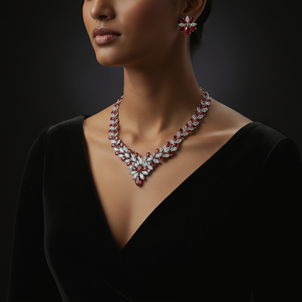 Elegant Zircon Bridal Jewelry Necklace And Earring Set