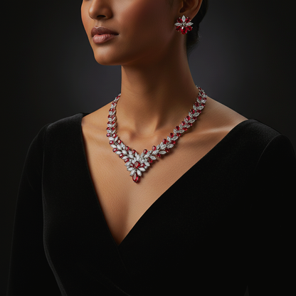 Elegant Zircon Bridal Jewelry Necklace And Earring Set