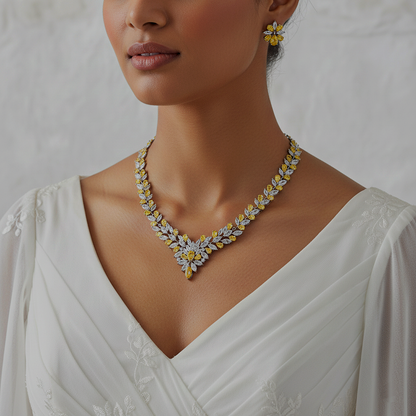 Elegant Zircon Bridal Jewelry Necklace And Earring Set